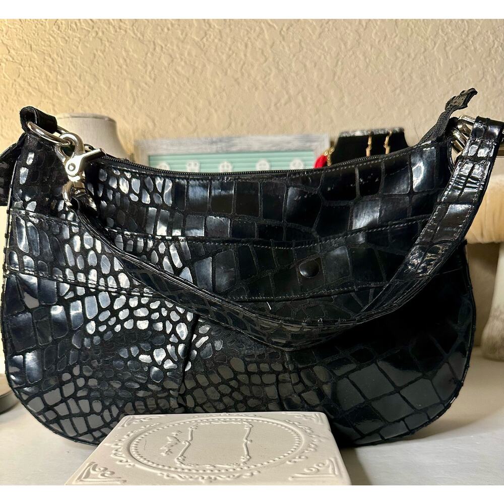 Andre Oliver Crocodile Motif Hobo Style handbag